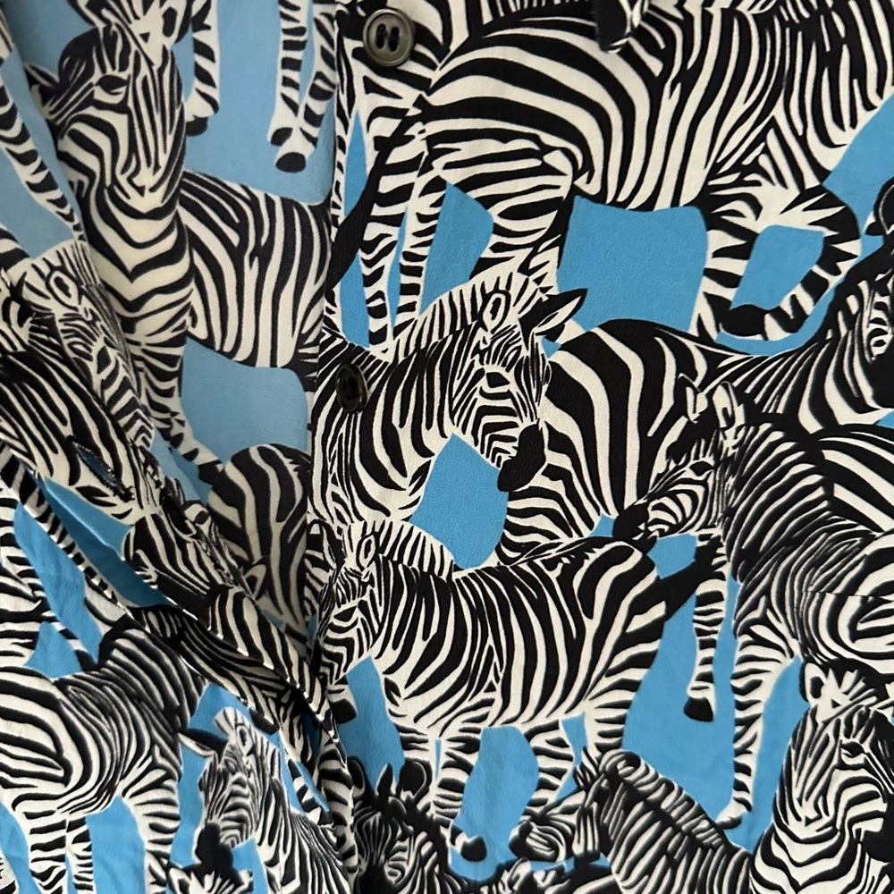 Michael Kors Blue and Black Zebra Print Blouse - Picture 5 of 5